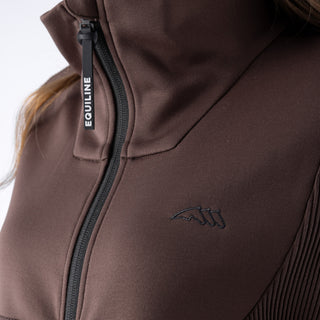 Ladies Tech Sweatshirt Full Zip | Eqembres | Cocoa Powder