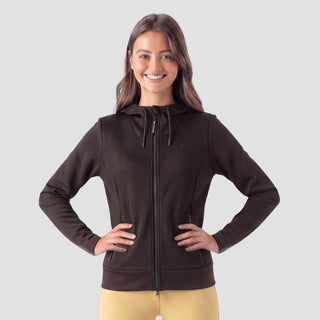 Ladies Tech Hoodie Full Zip | Eqelis | Cocoa Powder