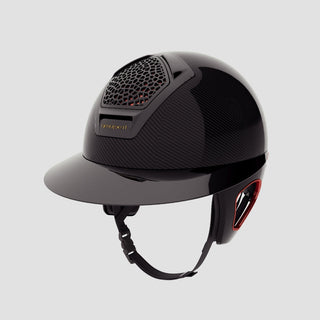 Voronoï Carbon Helmet With Temple Protection | Black | Alu Red