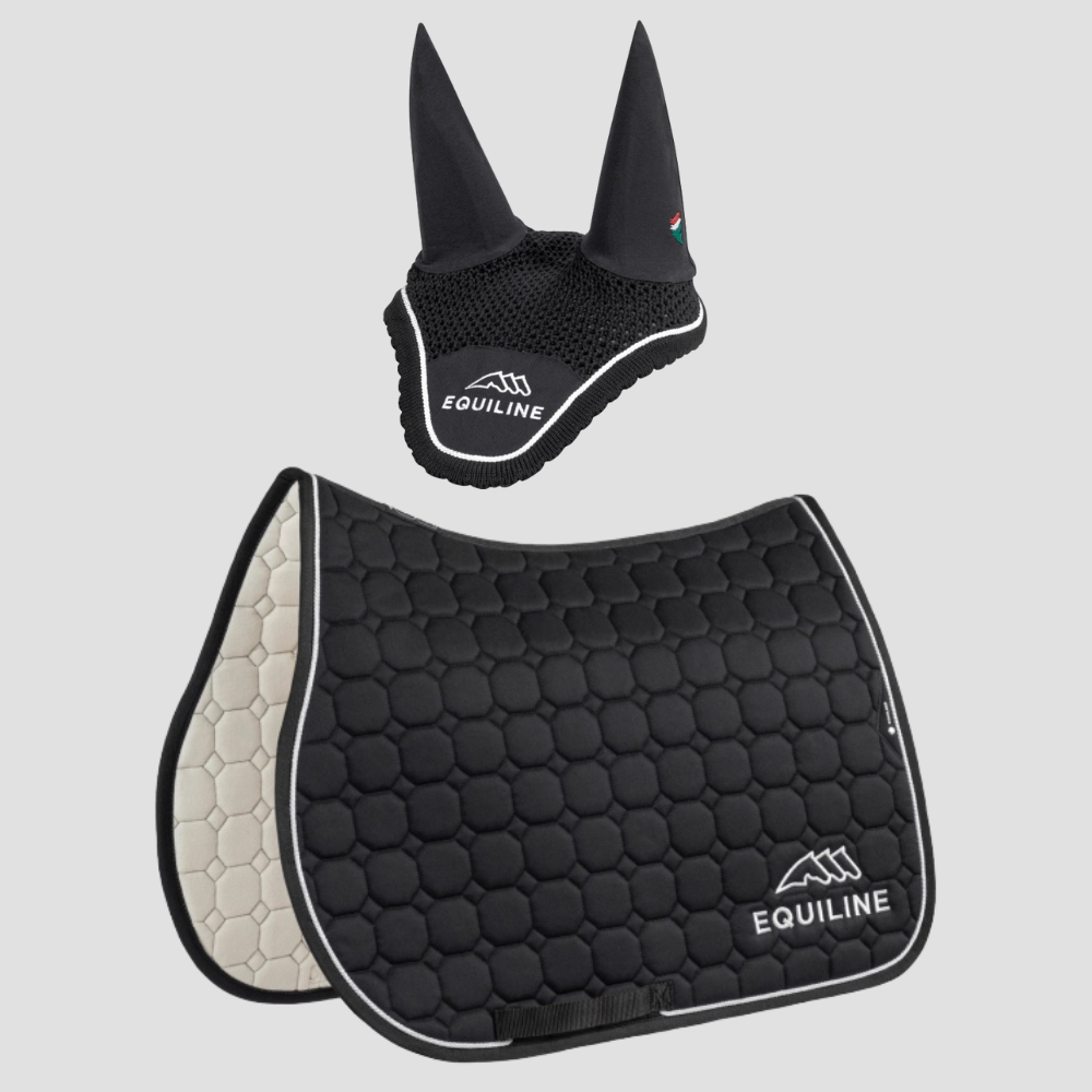 Combiset Outline Jumping Saddle Pad & Fly Hood - Black – Tailored ...