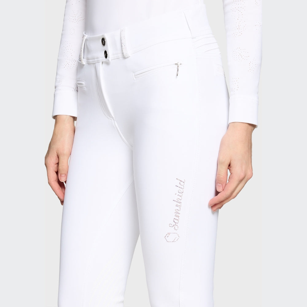 Ladies Clara Premium Breeches | High Rise | Knee Grip | White