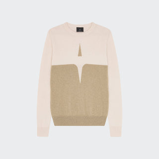 Ladies Cashmere & Wool Star Logo Crew Sweater | Rosa + Sand