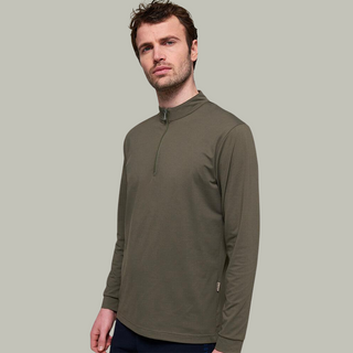 Mens Albe Long Sleeve Technical Polo | Olive Green