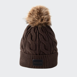 Ladies Eqgat Knitted Beanie With Pom Pom | Coffee Bean