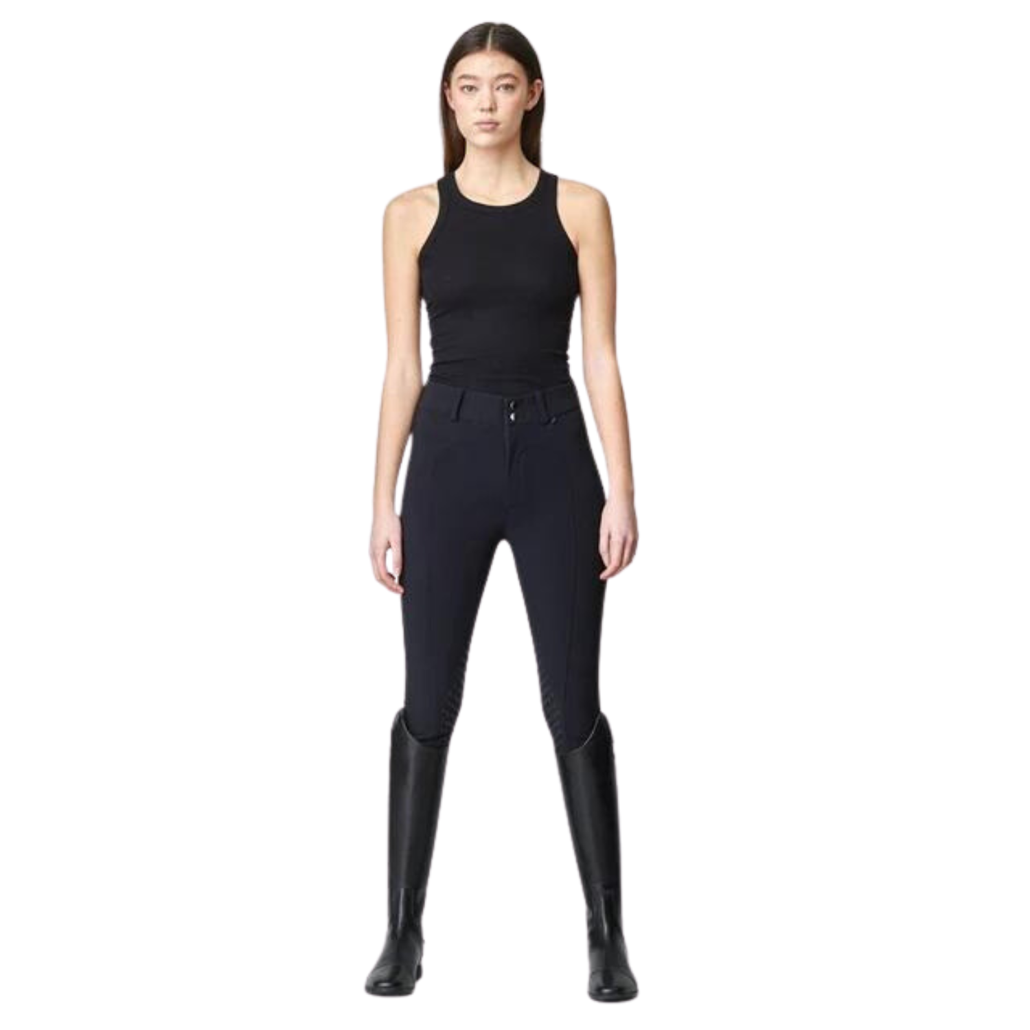 Ladies Extra High-Rise Compression Knee Grip Breeches - Black (LAST ONE - X-Small - IT38 - UK6)
