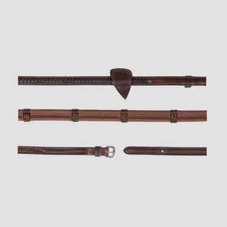 New English Collection Rubber Reins with 7 Leather Loops and Plaited Finish