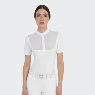 Ladies Show Shirt With Tulle Inserts | White