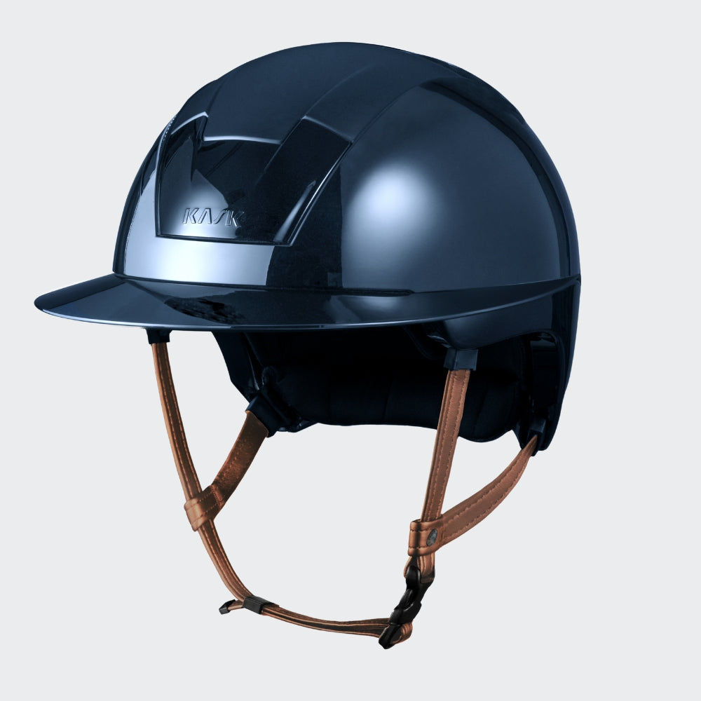 Kooki Lady Riding Helmet | Navy Shine | Light Brown