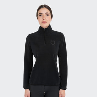Ladies High Neck Half Zip Fleece Sweater | Black