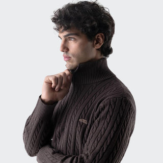 Mens Eqcoco Half Zip Sweater | Coffee Bean