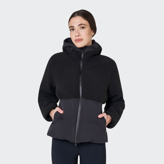 Ladies Down Coat With Teddy Inserts | Black