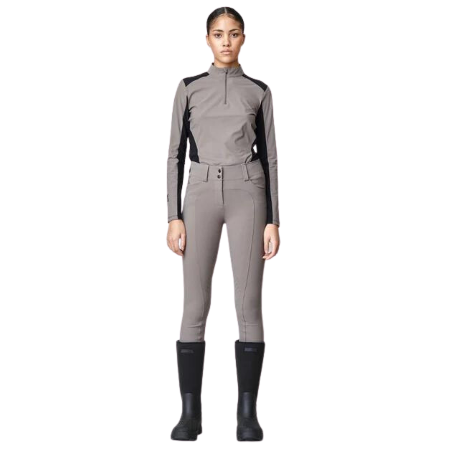 Ladies Compression High Rise Performance Knee Grip Breeches - Taupe (LAST ONE - X-Small - IT38 - UK6)