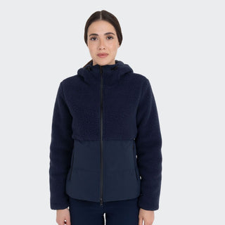 Ladies Down Coat With Teddy Inserts | Navy