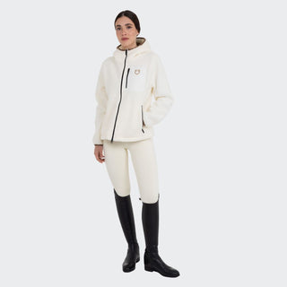Ladies Teddy Fleece Hoodie With Zip | Antique White