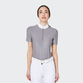 Ladies Show Shirt With Rhinestones | Frost Grey