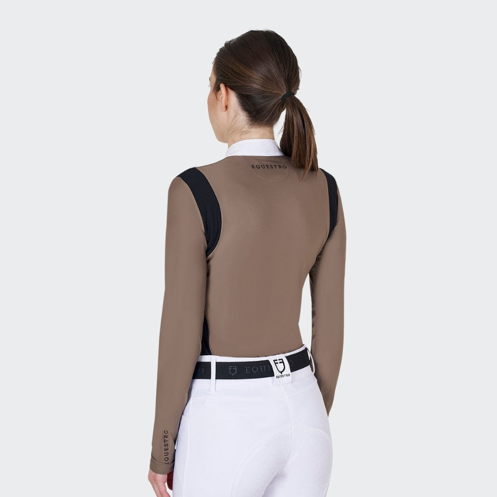 Ladies Slim Fit Technical Fabric Show Shirt | Walnut