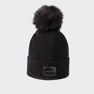 Ladies Eqcon Knitted Beanie With Pom Pom | Black
