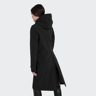 Ladies Long Softshell Raincoat With Rear Opening | Black