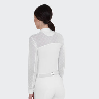 Ladies Elegant Monogram Show Shirt | White