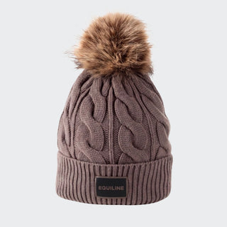 Ladies Eqgat Knitted Beanie With Pom Pom | Greige