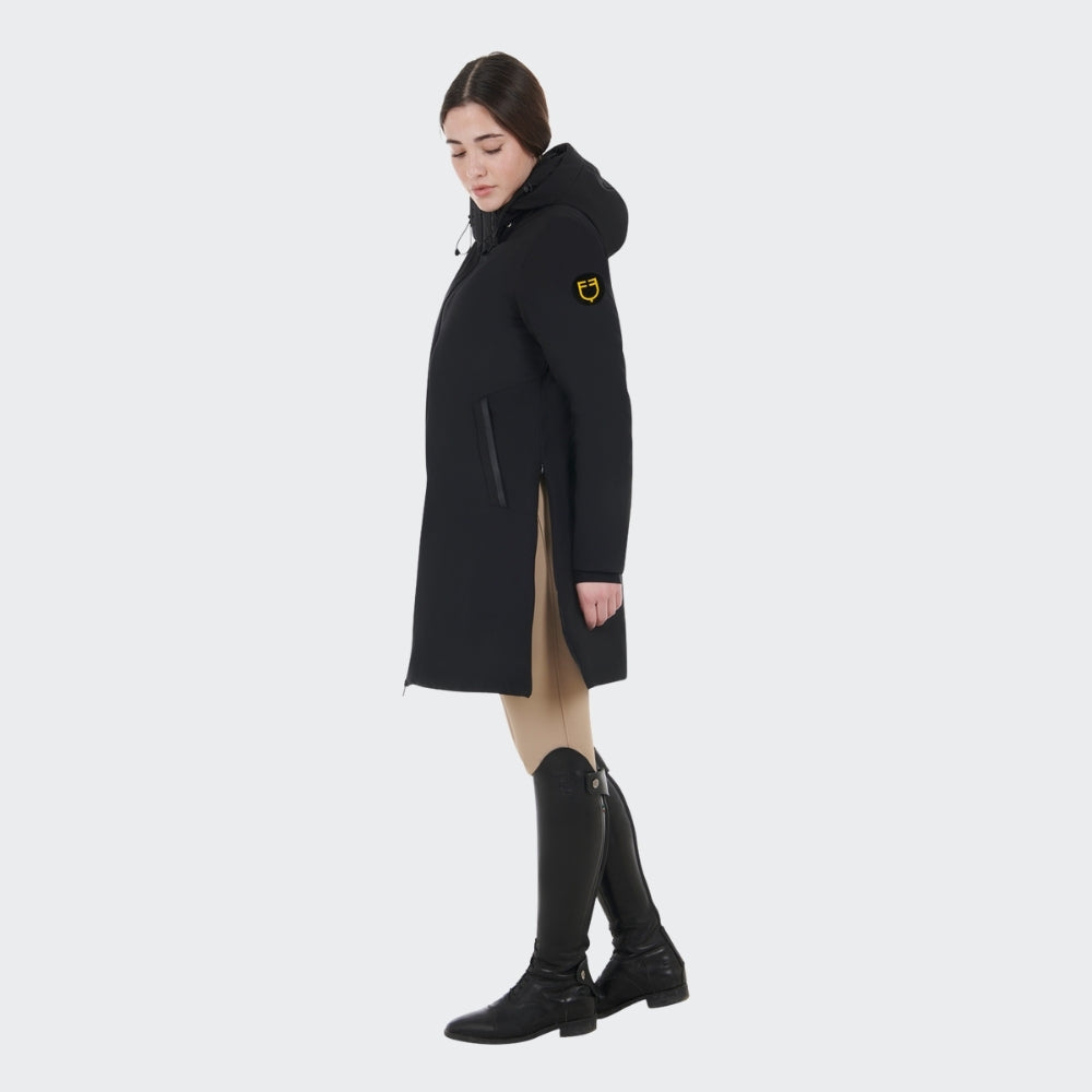 Ladies Water & Wind Repellent Long Down Padded Coat | Black