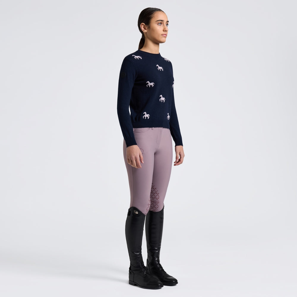 Girls Mini Horses Cashmere Blend Sweater | Navy
