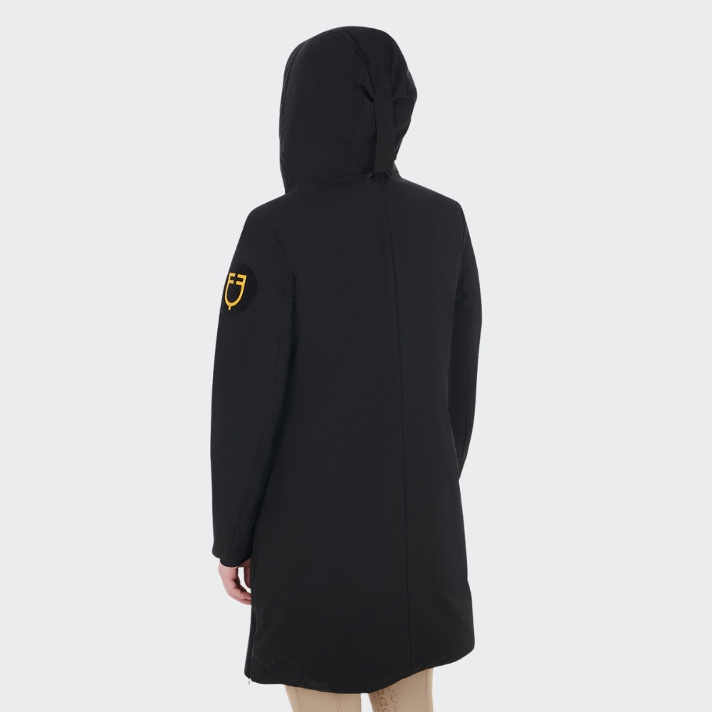 Ladies Water & Wind Repellent Long Down Padded Coat | Black