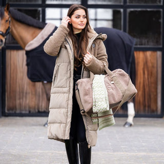 Ladies Cavallika Long Teddy Maxi Coat | Peanut