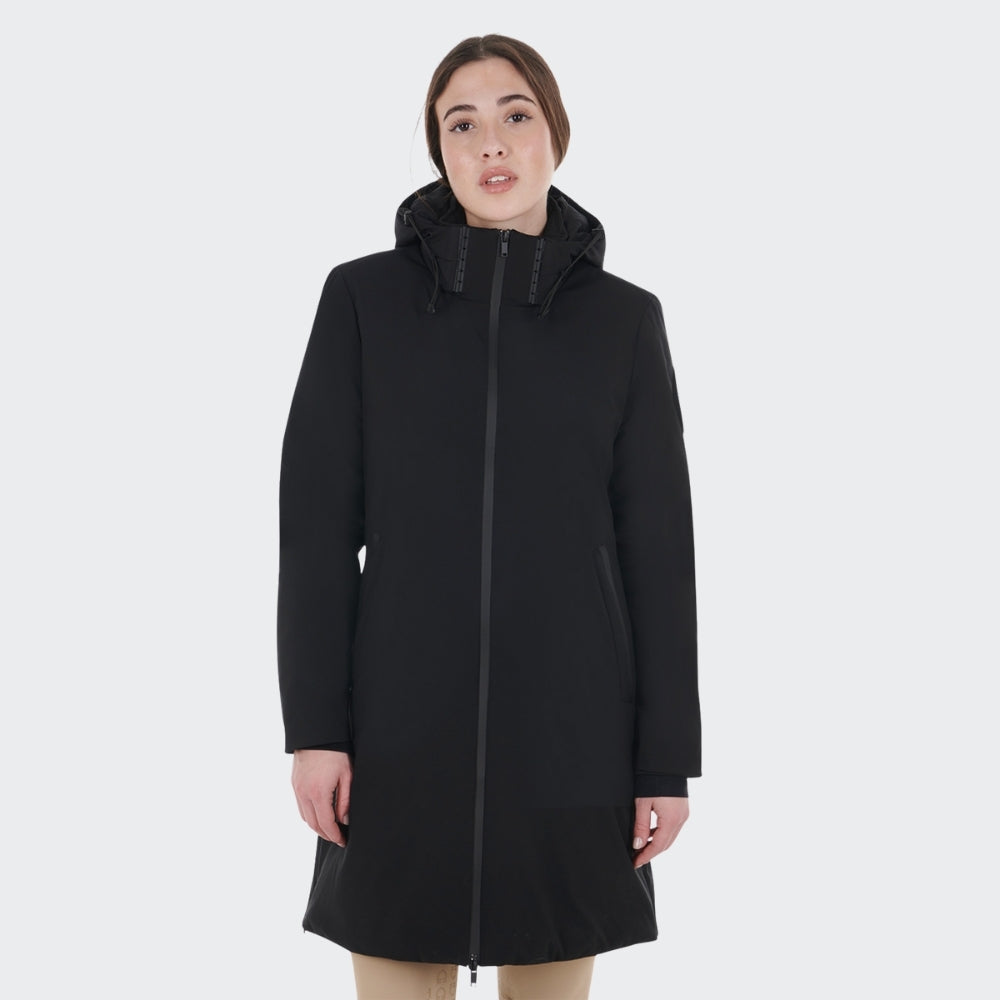 Ladies Water & Wind Repellent Long Down Padded Coat | Black
