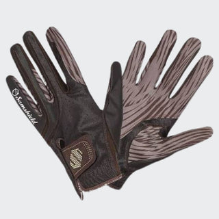 V-Skin Swarovski Gloves | Brown | Gold Swarovski