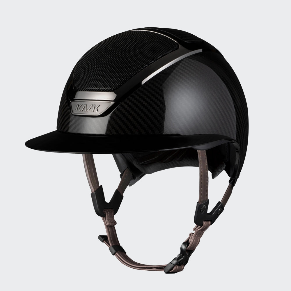 Star Lady Carbon Shine Riding Hat | Brown Chinstrap | Black