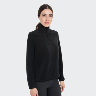 Ladies High Neck Half Zip Fleece Sweater | Black