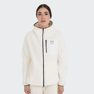 Ladies Teddy Fleece Hoodie With Zip | Antique White