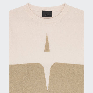 Ladies Cashmere & Wool Star Logo Crew Sweater | Rosa + Sand