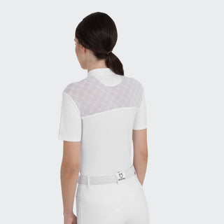 Ladies Show Shirt With Tulle Inserts | White