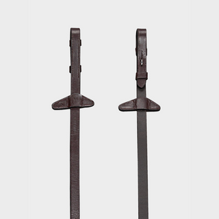 Rubber Grip Reins With 7 Leather Stops & Martingale Stoppers | Brown