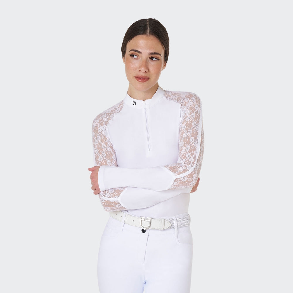 Ladies Lace Training Polo | Long Sleeves | White