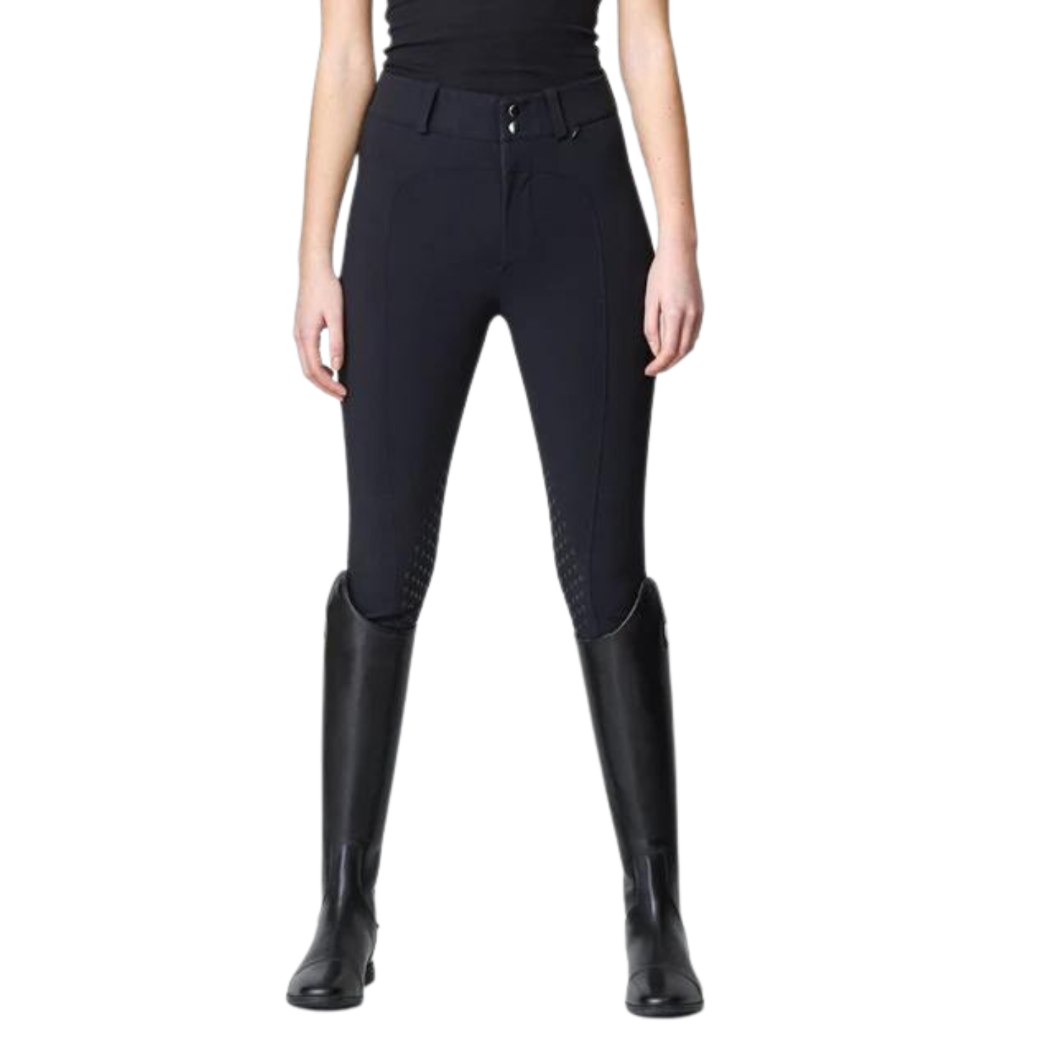 Ladies Extra High-Rise Compression Knee Grip Breeches - Black (LAST ONE - X-Small - IT38 - UK6)