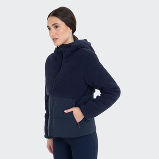 Ladies Down Coat With Teddy Inserts | Navy