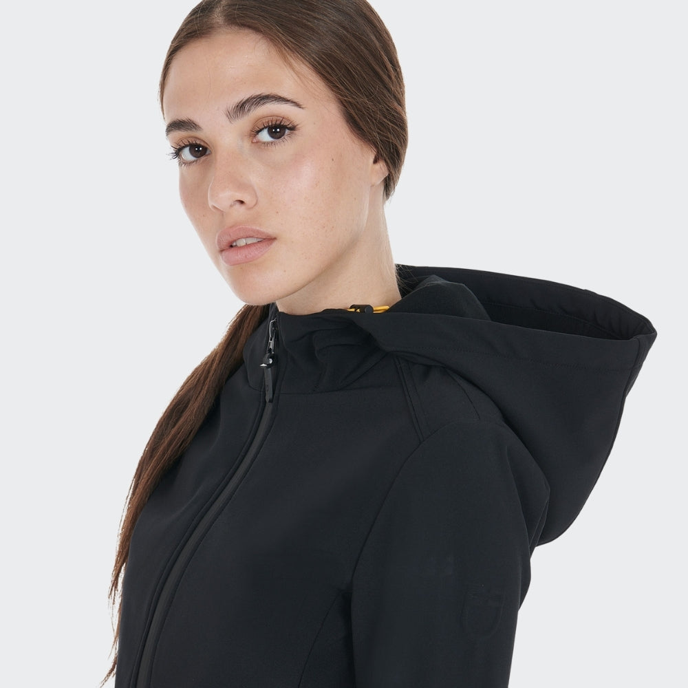 Ladies Hooded Softshell Coat with Concealed Pockets | Black