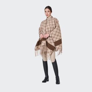 Ladies Monogram Wool Cape | Antique White