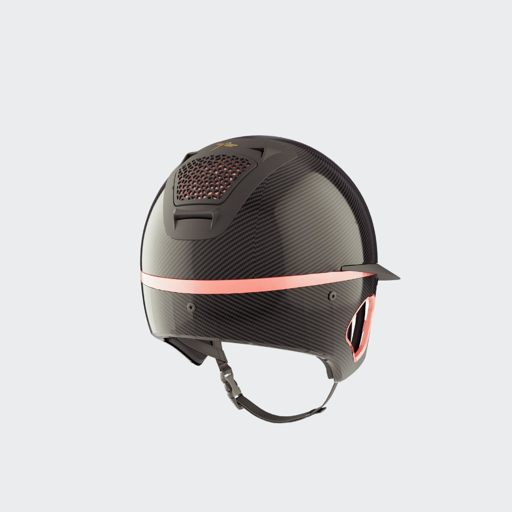 Freejump Voronoï Carbon Helmet With Temple Protection | Black | Pink Lady | Large Shell (60cm - 62cm) | Wide Visor Riding Helmets
