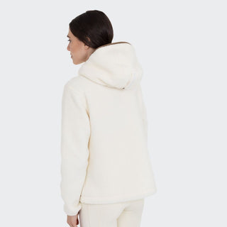 Ladies Teddy Fleece Hoodie With Zip | Antique White