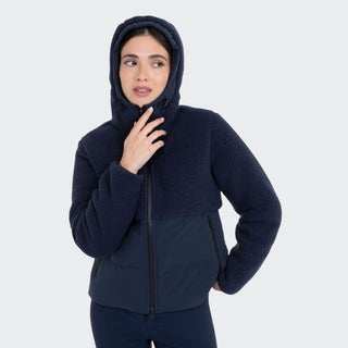 Ladies Down Coat With Teddy Inserts | Navy