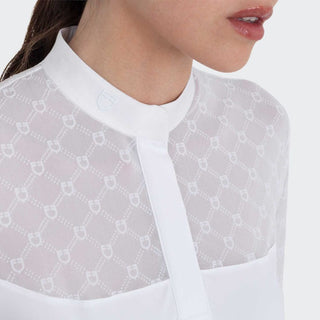 Ladies Elegant Monogram Show Shirt | White