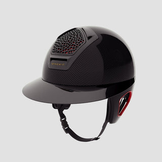 Voronoï Carbon Helmet With Temple Protection | Black | Racing Red