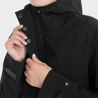 Ladies Long Softshell Raincoat With Rear Opening | Black