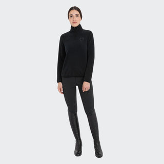 Ladies High Neck Half Zip Fleece Sweater | Black