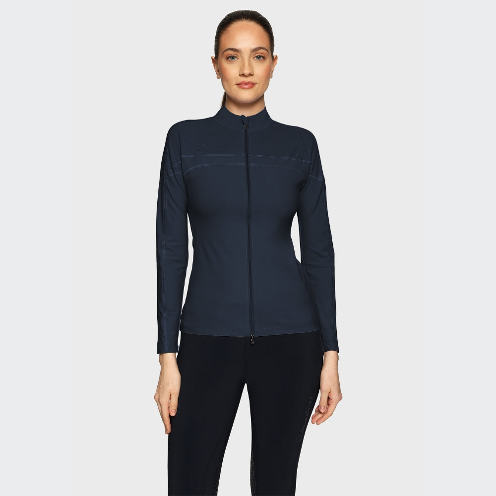 Ladies Evelya Full Zip Training Sweater | Navy