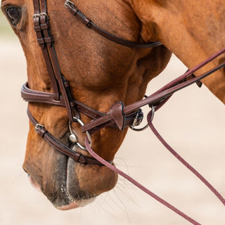 New English Leather/Nylon Draw Reins 5/8" | Brown